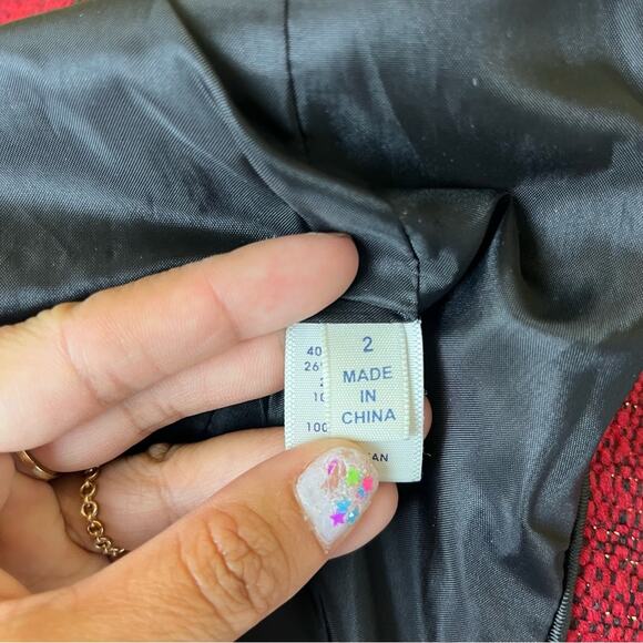 Rebecca Minkoff Red Tweed Zip Jacket - Picture 8 of 9